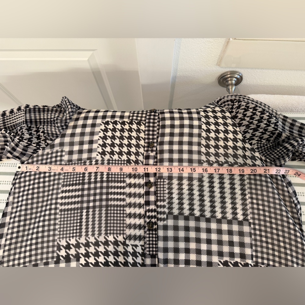 NWOT - Ann Taylor Dress - Black and White Plaid, Midi, Long-sleeve, XL - Picture 5 of 5